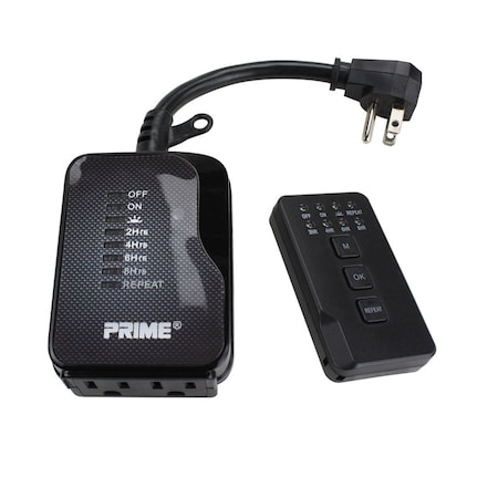 Prime Prime Outdoor Timer With Remote Control and Grounded Outlets 12 V Black TNRCOCD2-RC
